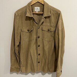 AMERICAN EAGLE Beige Military Casual Button-down Shirt sz LARGE L